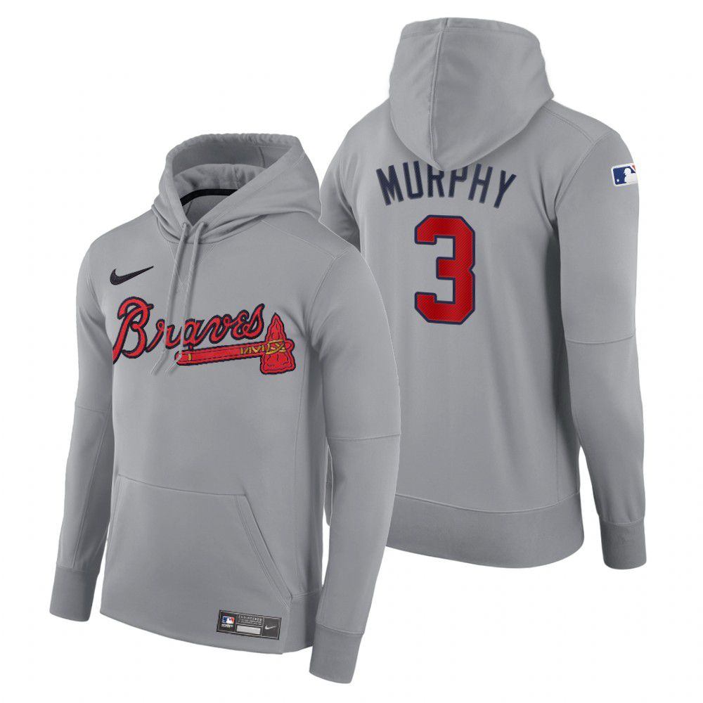 Men Atlanta Braves #3 Murphy gray road hoodie 2021 MLB Nike Jerseys->atlanta braves->MLB Jersey